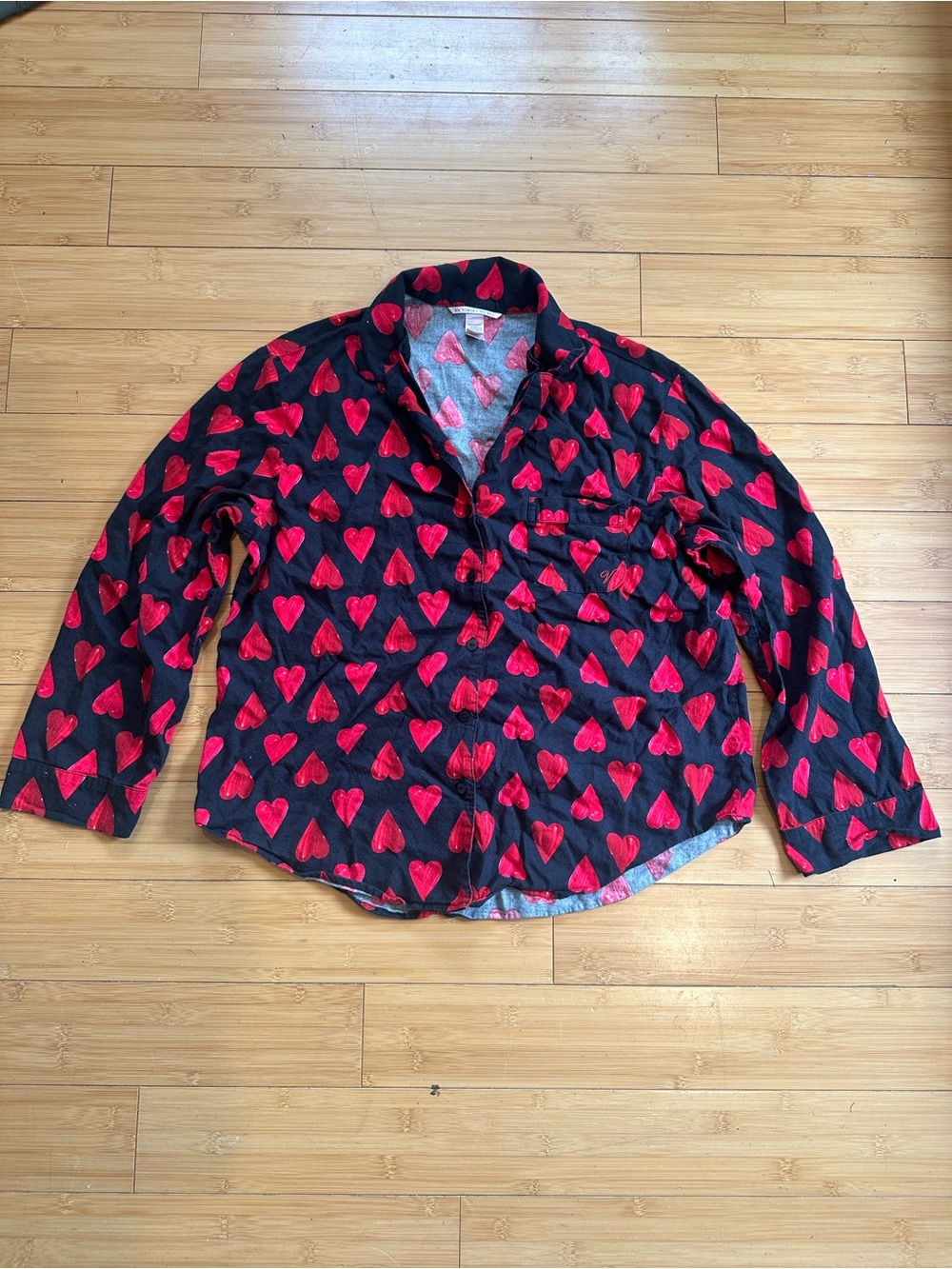 Victoria's Secret pajama top with Red Heart Print